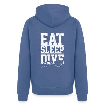Tauchen Lustig Vintage Taucher Geschenk - Unisex Premium Bio Zip Hoodie - Taubenblau - Hinten - Nico (187cm)