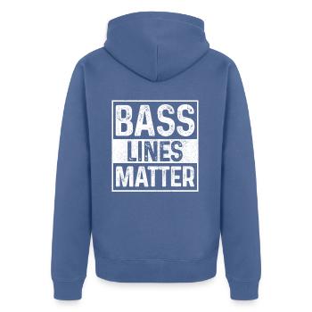 Bass Lines Matte Bassist DnB Funny - Unisex Premium Organic Zip Hoodie - stone blue - Back - Nico (187cm)