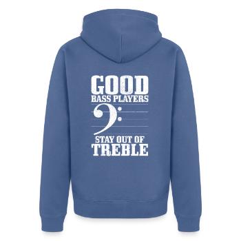 Bassist Bass Gitarre Lustiges Geschenk - Unisex Premium Bio Zip Hoodie - Taubenblau - Hinten - Nico (187cm)