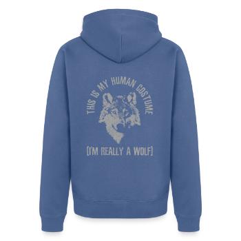 Cadeau de Costume de loup - Veste à capuche bio Premium Unisexe - bleu pigeon - Dos - Nico (187cm)