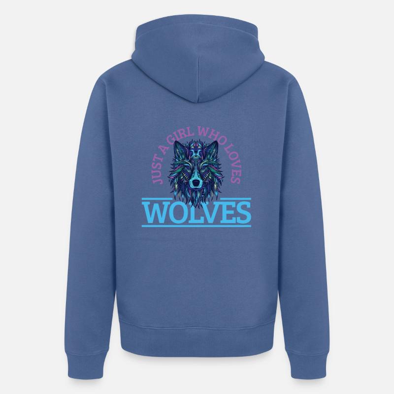 Wolf Geschenk - Unisex Premium Bio Zip Hoodie - Taubenblau