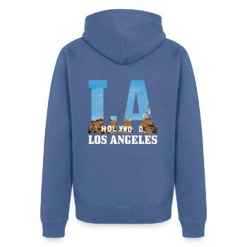 Los Angeles California LA - Unisex Premium Bio Zip Hoodie - Taubenblau - Hinten - Nico (187cm)