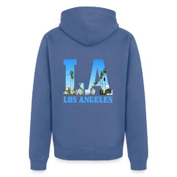 Los Angeles California LA - Unisex Premium Bio Zip Hoodie - Taubenblau - Hinten - Nico (187cm)