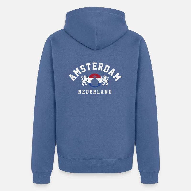 Amsterdam Pays-Bas Hollande Souvenir - Veste à capuche bio Premium Unisexe - bleu pigeon