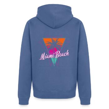 Miami Beach Florida USA Retro Vintage - Unisex Premium Bio Zip Hoodie - Taubenblau - Hinten - Nico (187cm)
