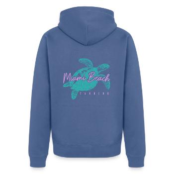 Miami Beach Florida USA Retro Vintage - Unisex Premium Bio Zip Hoodie - Taubenblau - Hinten - Nico (187cm)