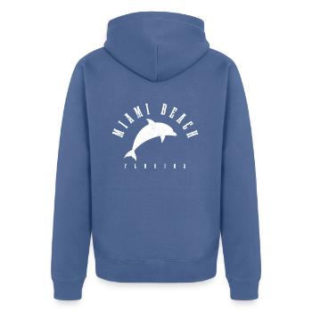 Miami Beach Florida USA Retro Vintage - Unisex Premium Bio Zip Hoodie - Taubenblau - Hinten - Nico (187cm)