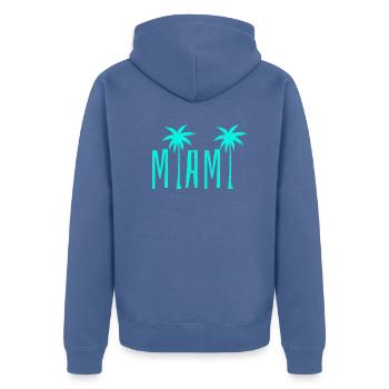 Miami Beach Florida USA Retro Vintage - Unisex Premium Bio Zip Hoodie - Taubenblau - Hinten - Nico (187cm)