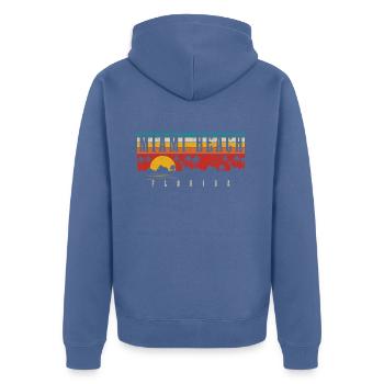 Miami Beach Florida USA Retro Vintage - Unisex Premium Bio Zip Hoodie - Taubenblau - Hinten - Nico (187cm)