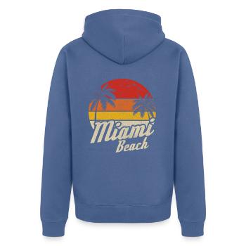 Miami Beach Florida USA Retro Vintage - Unisex Premium Bio Zip Hoodie - Taubenblau - Hinten - Nico (187cm)