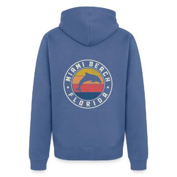 Miami Beach Florida USA Retro Vintage - Unisex Premium Bio Zip Hoodie - Taubenblau - Hinten - Nico (187cm)