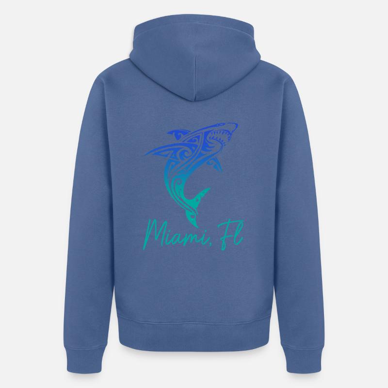 Miami, Floride, États-Unis - Veste à capuche bio Premium Unisexe - bleu pigeon