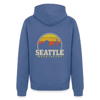 Seattle Washington Souvenir Geschenk - Unisex Premium Bio Zip Hoodie - Taubenblau - Hinten - Nico (187cm)