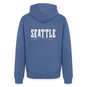 Seattle Washington Souvenir Geschenk - Unisex Premium Bio Zip Hoodie - Taubenblau - Hinten - Nico (187cm)