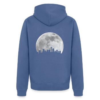Seattle Washington Souvenir Geschenk - Unisex Premium Bio Zip Hoodie - Taubenblau - Hinten - Nico (187cm)