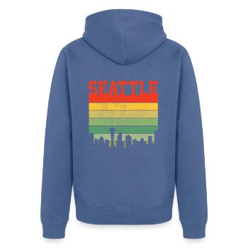 Seattle Washington Souvenir Geschenk - Unisex Premium Bio Zip Hoodie - Taubenblau - Hinten - Nico (187cm)