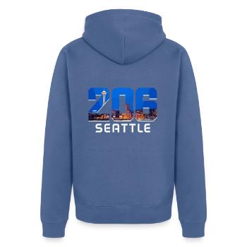 Seattle Washington Souvenir Geschenk - Unisex Premium Bio Zip Hoodie - Taubenblau - Hinten - Nico (187cm)
