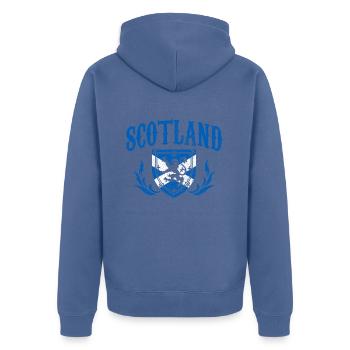 Schottland Schottische Flagge UK Vintage - Unisex Premium Bio Zip Hoodie - Taubenblau - Hinten - Nico (187cm)