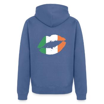 Ireland Dublin UK Irish Souvenir Gift - Unisex Premium Organic Zip Hoodie - stone blue - Back - Nico (187cm)