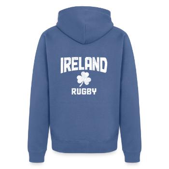Ireland Dublin UK Irish Souvenir Gift - Unisex Premium Organic Zip Hoodie - stone blue - Back - Nico (187cm)