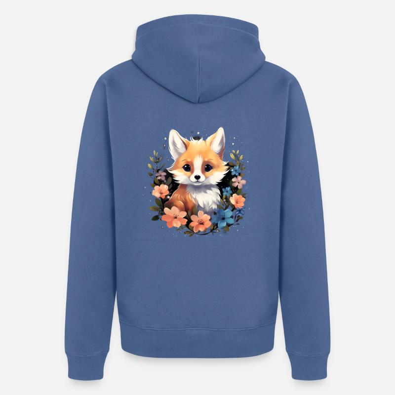 Fleurs de renard - Veste à capuche bio Premium Unisexe - bleu pigeon