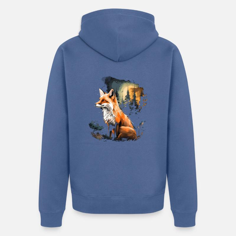 Renard - Veste à capuche bio Premium Unisexe - bleu pigeon