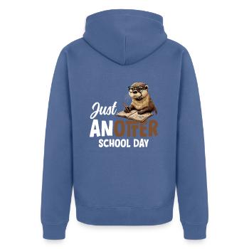 Otter Lustig Geschenk - Unisex Premium Bio Zip Hoodie - Taubenblau - Hinten - Nico (187cm)