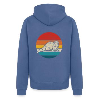 Otter Vintage Geschenk - Unisex Premium Bio Zip Hoodie - Taubenblau - Hinten - Nico (187cm)