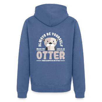 Otter - Unisex Premium Bio Zip Hoodie - Taubenblau - Hinten - Nico (187cm)
