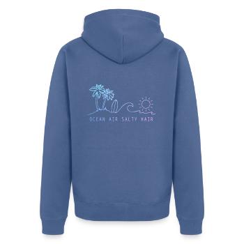 Surfer Vintage Surf Geschenk - Unisex Premium Bio Zip Hoodie - Taubenblau - Hinten - Nico (187cm)
