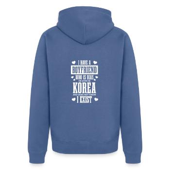 K-Pop-Fan Geschenk Koreanische Popmusik - Unisex Premium Bio Zip Hoodie - Taubenblau - Hinten - Nico (187cm)