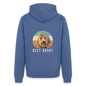 Goldendoodle Dog The Dood Gift - Unisex Premium Organic Zip Hoodie - stone blue - Back - Nico (187cm)