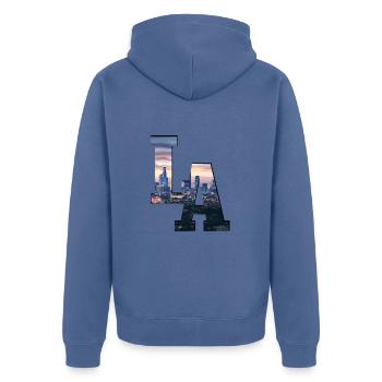 Los Angeles California LA - Unisex Premium Bio Zip Hoodie - Taubenblau - Hinten - Nico (187cm)