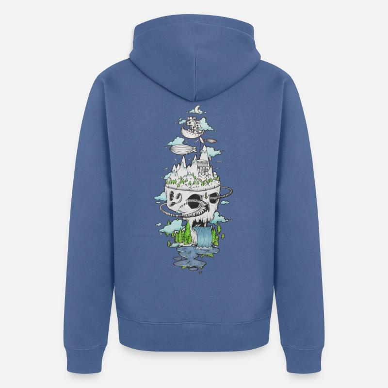 skull&nature - Veste à capuche bio Premium Unisexe - bleu pigeon