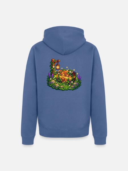 Glühende Schatztruhe im Gartenwald - Unisex Premium Bio Zip Hoodie - Taubenblau