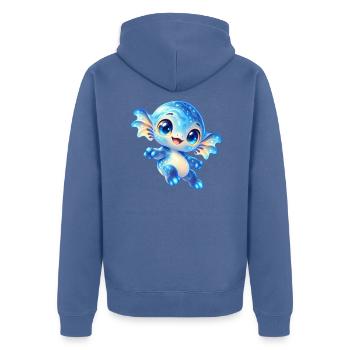Niedlicher blauer Weltraumfreund - Unisex Premium Bio Zip Hoodie - Taubenblau - Hinten - Nico (187cm)