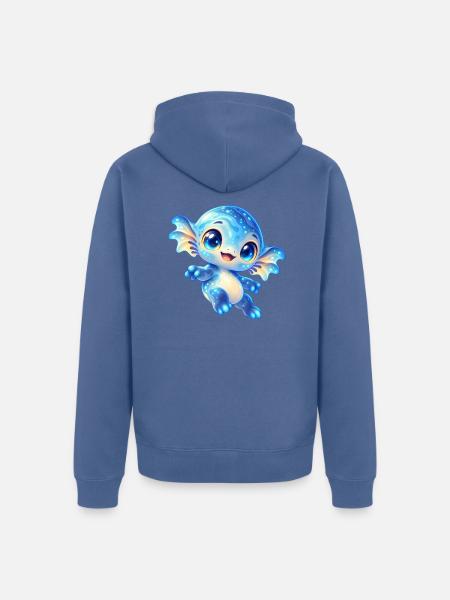 Niedlicher blauer Weltraumfreund - Unisex Premium Bio Zip Hoodie - Taubenblau