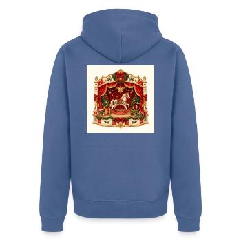 Weihnachts-Schaukelpferde-Spielzeugtheater - Unisex Premium Bio Zip Hoodie - Taubenblau - Hinten - Nico (187cm)