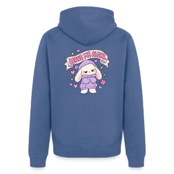 Leave Me Alone Hase im Hoodie - Unisex Premium Bio Zip Hoodie - Taubenblau - Hinten - Nico (187cm)