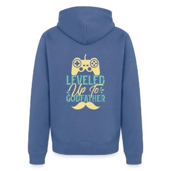 Monter de niveau jusqu’au parrain - Veste à capuche bio Premium Unisexe - bleu pigeon - Dos - Nico (187cm)