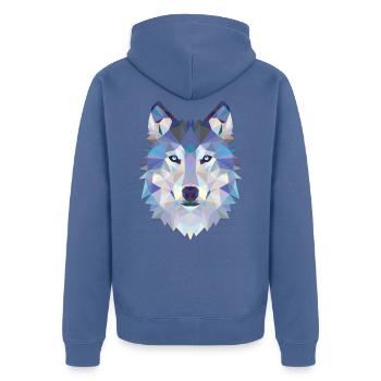 Loup Origami - Veste à capuche bio Premium Unisexe - bleu pigeon - Dos - Nico (187cm)