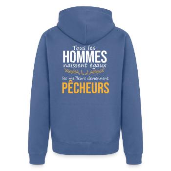 Les meilleurs deviennent pêcheurs - Veste à capuche bio Premium Unisexe - bleu pigeon - Dos - Nico (187cm)