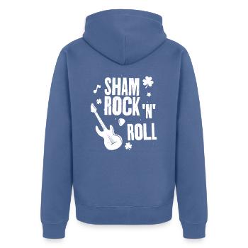 Kleeblatt und Roll - Unisex Premium Bio Zip Hoodie - Taubenblau - Hinten - Nico (187cm)