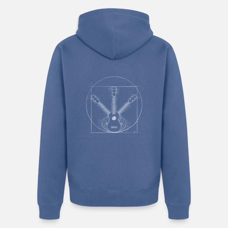 Ukulélé soprano de Vitruve ! UAS Ukelélé Uke Fun - Veste à capuche bio Premium Unisexe - bleu pigeon