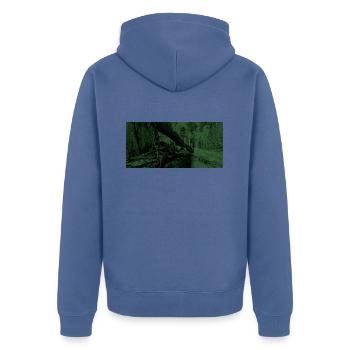 Taste of a green forest - Unisex Premium Bio Zip Hoodie - Taubenblau - Hinten - Nico (187cm)