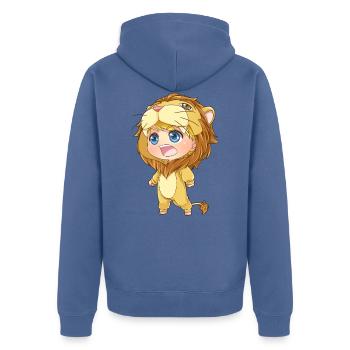 MOSBIES Löwen Horoskop Sternzeichen Löwe Geschenk - Unisex Premium Bio Zip Hoodie - Taubenblau - Hinten - Nico (187cm)