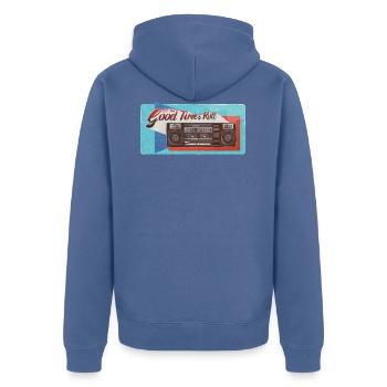Lassen Sie die gute Zeit Rolle - Unisex Premium Bio Zip Hoodie - Taubenblau - Hinten - Nico (187cm)