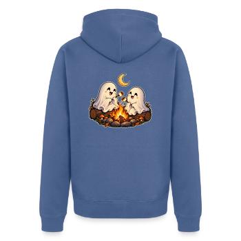 Geister rösten Marshmallows - Unisex Premium Bio Zip Hoodie - Taubenblau - Hinten - Nico (187cm)