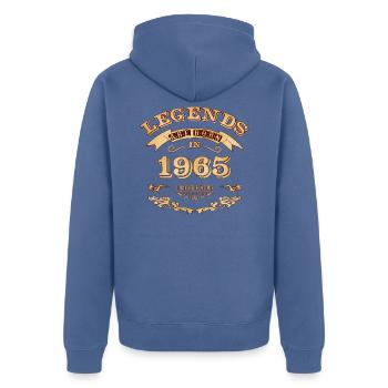 Legends are born in 1965 - Unisex Premium Organic Zip Hoodie - stone blue - Back - Nico (187cm)