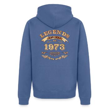 Legends are born in 1973 - Unisex Premium Organic Zip Hoodie - stone blue - Back - Nico (187cm)